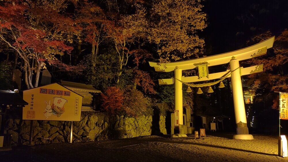 宝登山神社のライトアップ３  月の石もみじ公園はライトアップされとてもキレイでした。  ライトアップ期間は２０２３年１１月１０日（金）～２６日（日）　１６時～２１時  月の石もみじ公園ライトアップは入園料が掛かります。